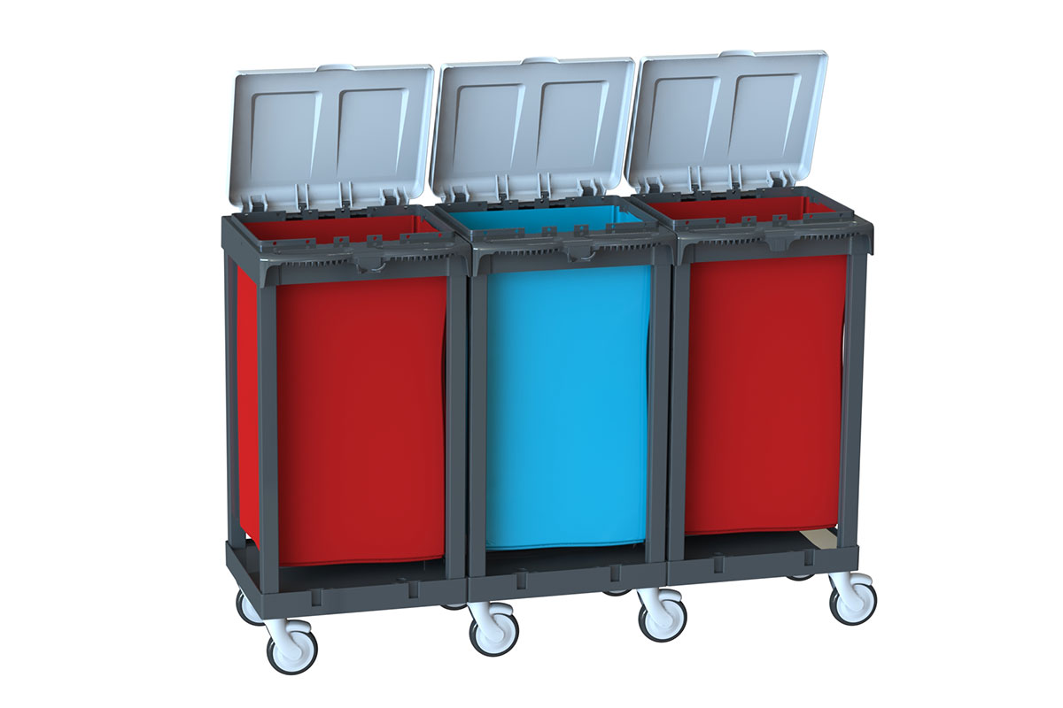 UMBEX 210 Üçlü çamaşır Toplama Arabası